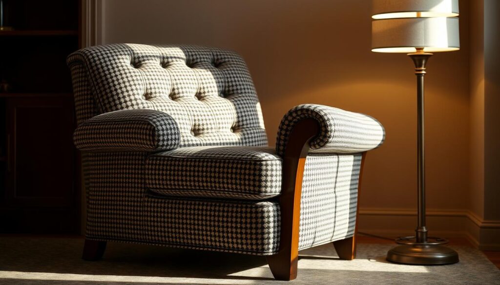 wygoda fotela w pepitkę