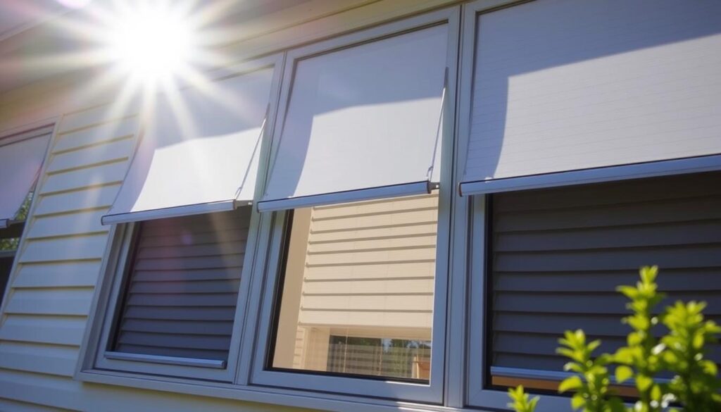 A sunlit home exterior with neatly installed exterior window roller blinds, their slats angled to control light and insulation. The blinds are made of high-quality materials, seamlessly integrated into the window frames. The overall scene conveys a sense of efficiency, comfort, and energy-saving considerations. The image should capture the practical benefits of exterior window blinds that may qualify for tax deductions, without any distracting text or branding. A sunlit home exterior with neatly installed exterior window roller blinds, their slats angled to control light and insulation. The blinds are made of high-quality materials, seamlessly integrated into the window frames. The overall scene conveys a sense of efficiency, comfort, and energy-saving considerations. The image should capture the practical benefits of exterior window blinds that may qualify for tax deductions, without any distracting text or branding.