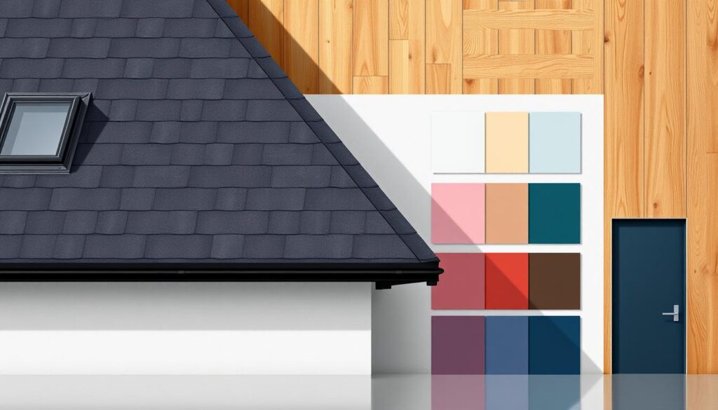 A vibrant collection of harmonious color palettes, showcasing a range of hues that seamlessly complement the sophisticated elegance of a graphite-colored roof and the warm, natural tones of golden oak. The palettes are presented in a clean, minimalist arrangement, allowing the colors to shine and inspire design choices. Soft, directional lighting accentuates the depth and richness of each palette, while a subtle, reflective surface adds a touch of refinement. The overall composition exudes a sense of balance, sophistication, and timeless appeal, perfectly suited to illustrate the harmonious design possibilities for the given architectural elements. A vibrant collection of harmonious color palettes, showcasing a range of hues that seamlessly complement the sophisticated elegance of a graphite-colored roof and the warm, natural tones of golden oak. The palettes are presented in a clean, minimalist arrangement, allowing the colors to shine and inspire design choices. Soft, directional lighting accentuates the depth and richness of each palette, while a subtle, reflective surface adds a touch of refinement. The overall composition exudes a sense of balance, sophistication, and timeless appeal, perfectly suited to illustrate the harmonious design possibilities for the given architectural elements.