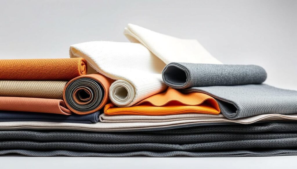 A detailed, high-resolution image of various types of roofing felts (rodzaje pap) suitable for installation on a wooden roof deck. The composition shows an assortment of bituminous, fiberglass, and synthetic roofing membranes in a well-lit, neutral studio setting. The felts are displayed in a clean, organized manner, with their distinct textures, colors, and thicknesses clearly visible. The lighting is soft and even, accentuating the materials' visual properties. The camera angle is slightly elevated, providing a comprehensive overview of the roofing products. The image conveys a sense of professionalism and technical expertise, suitable for illustrating a section on recommended roofing felts for a wooden roof construction.